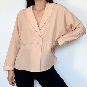 NWT Zara Basic draped v neck faux wrap oversized blouse sz small
